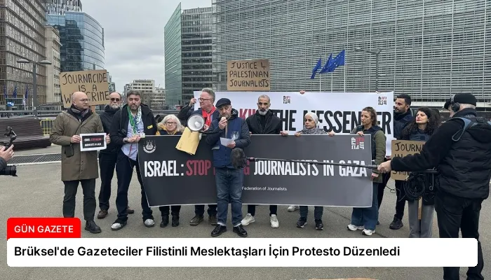 Brüksel’de Gazeteciler Filistinli Meslektaşları İçin Protesto Düzenledi